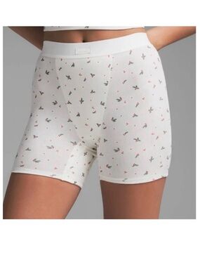 SKIMS White Holly Ribbed Long Boxer Shorts